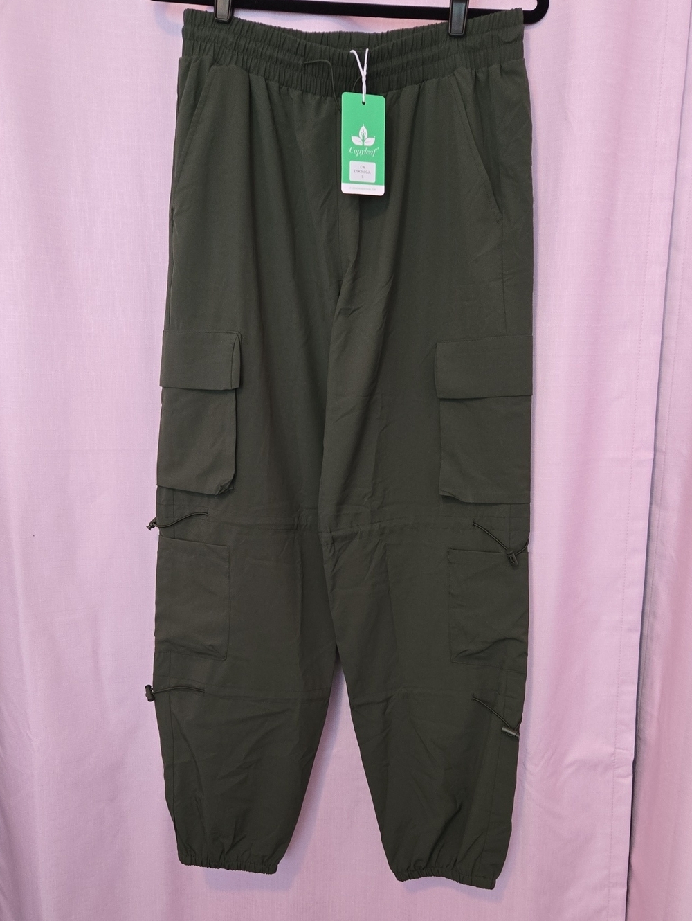 Olive Green Parachute Cargo Pants for Women